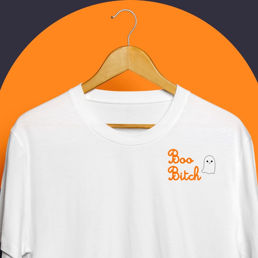 Halloween Boo Handmade Embroidered Tee - Picture 4 of 7
